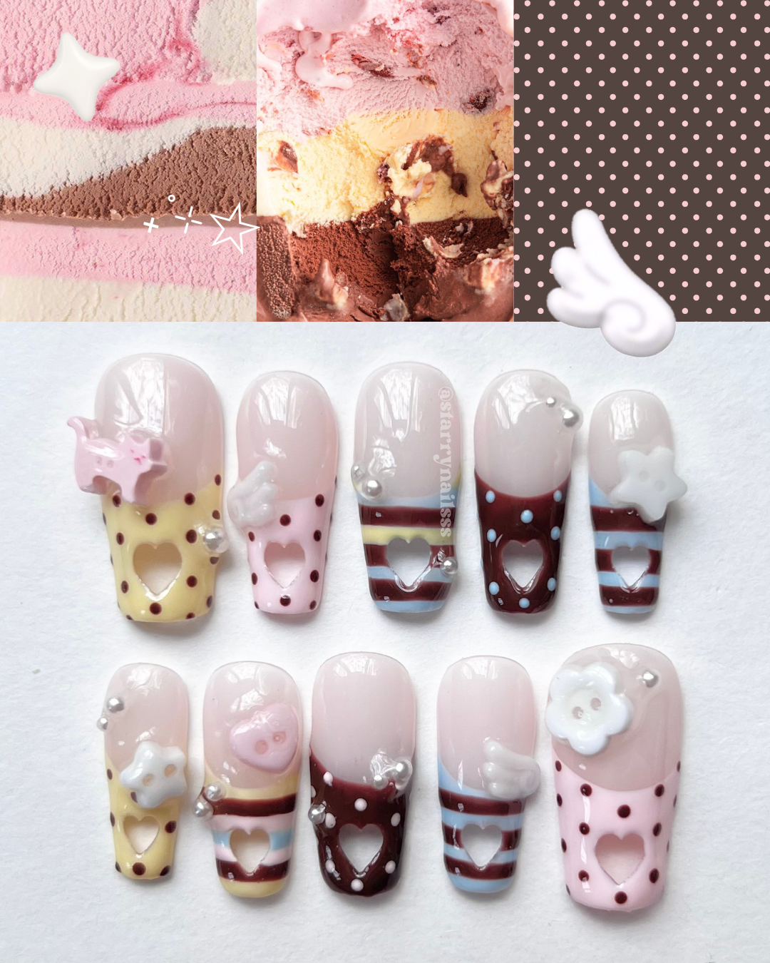 Pre-made Ice-cream Press-on Nails