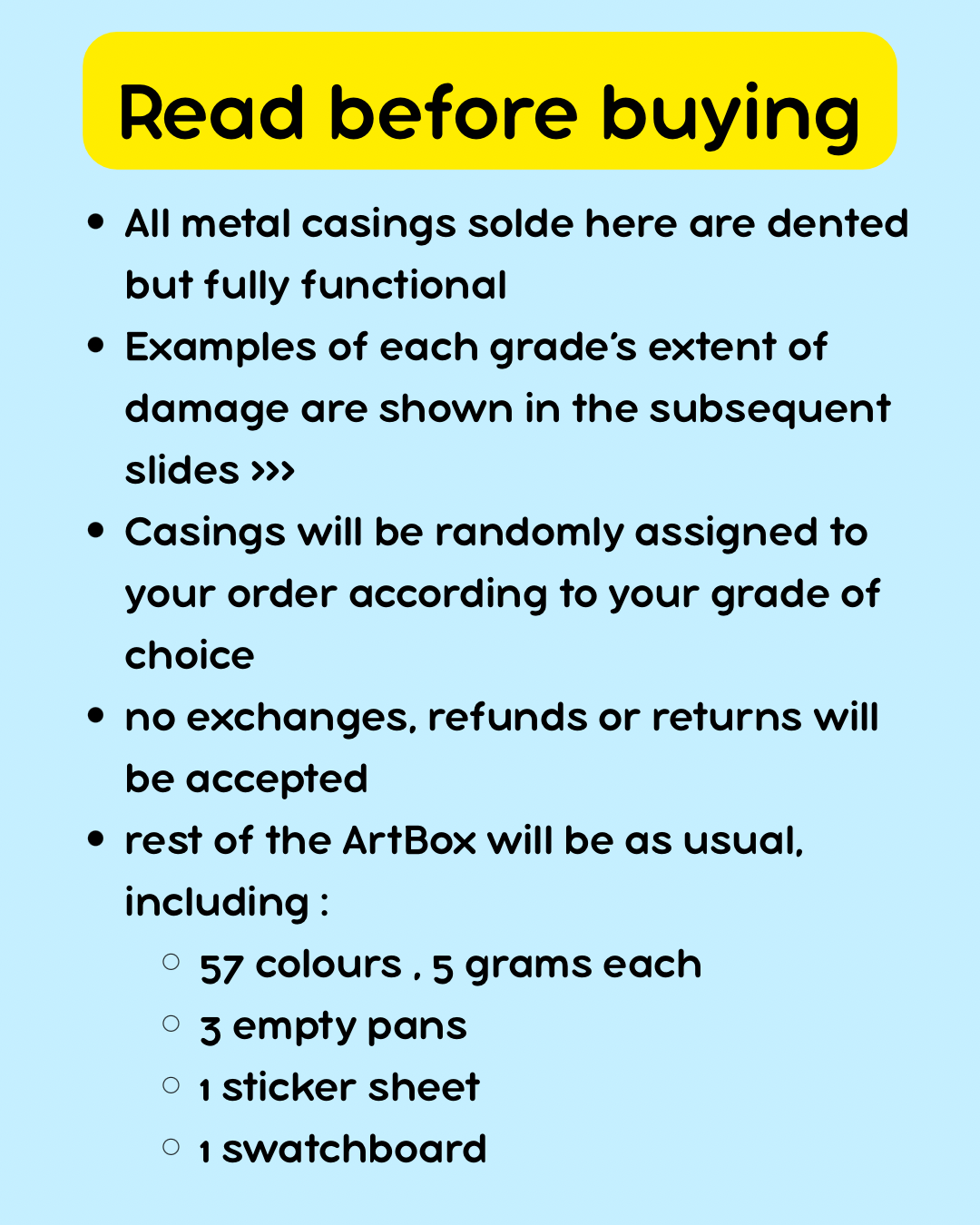 (Subjected to availability) ArtBox B, C and D grades